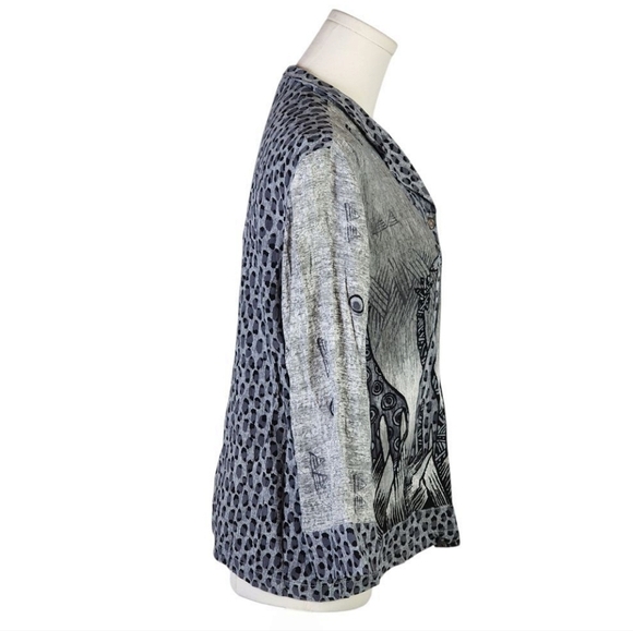 Vintage Sea Suns Giraffe Print Button-Up Blouse Made in USA Animal Print - Picture 6 of 7